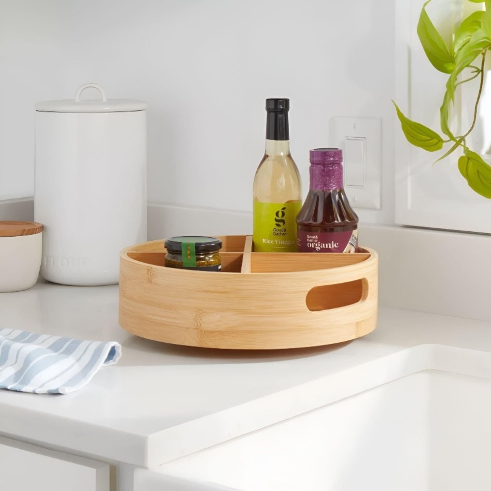 NWT Brightroom Round Bamboo Lazy Susan.